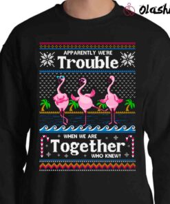Flamingo Ugly Christmas Canvas T Shirt Sweater Shirt
