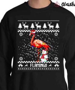 Flamingo Ugly Christmas Xmas Lights Flamingo Sweater Shirt