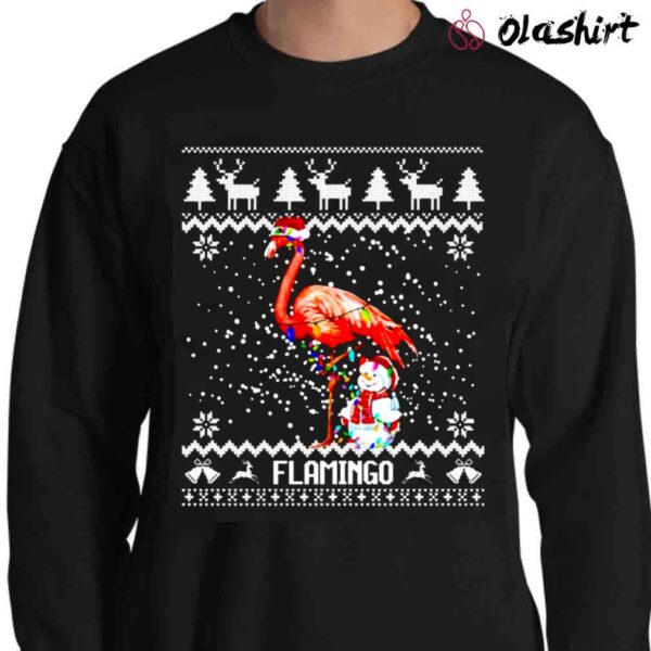 Flamingo Ugly Christmas Xmas Lights Flamingo Sweater Shirt