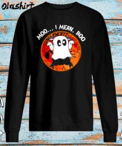 Funny Black Angus Cattle Halloween Moo I Mean Boo shirt Sweater Shirt