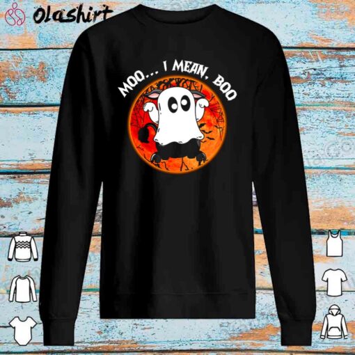 Funny Black Angus Cattle Halloween Moo I Mean Boo shirt Sweater Shirt