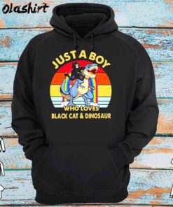 Just A Boy Who Loves Black Cat And Dinosaur Vintage Shirt Hoodie Shirt