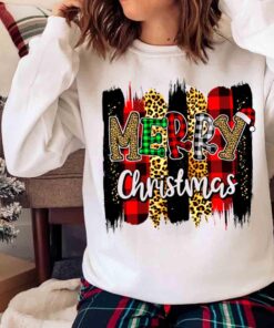 Merry Christmas Leopard Buffalo Plaid shirt Sweater shirt
