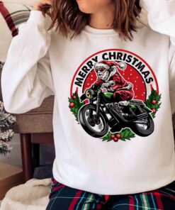 Santa Claus riding motorcycle t shirt Sweater shirt