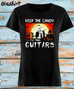 Skeleton keep the candy Ill take guitars halloween shirt Womens Shirt