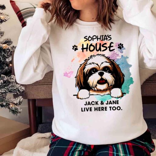Sophias House Jack Jane Live Here Too Shih Tzu Sweater shirt