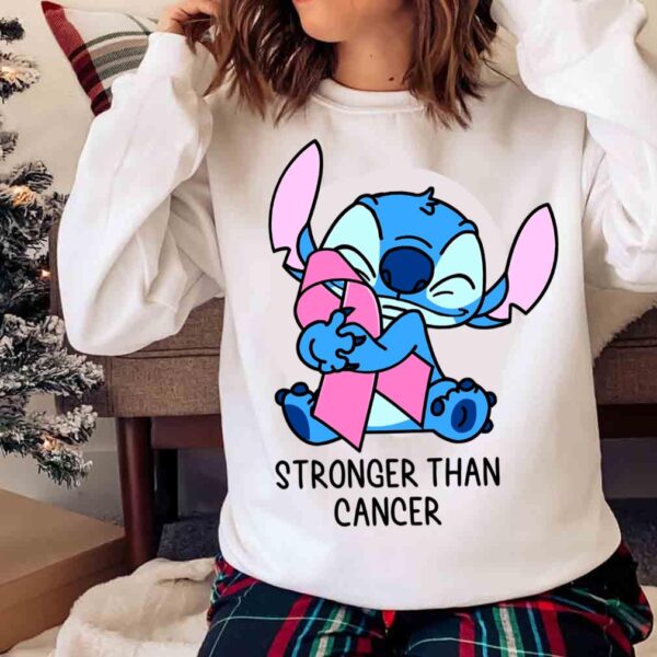 Stronger than cancer shirt Pink ribbon shirt Stitch Breast cancer shirt Sweater shirt