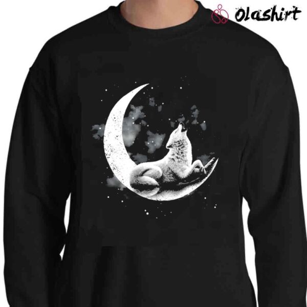 Wolf Sit On The Moon Shirt Sweater Shirt