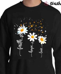 Womens Floral Theme Daisy T shirt Floral Graphic Print Round Neck Basic Tops Black shirt Sweater Shirt