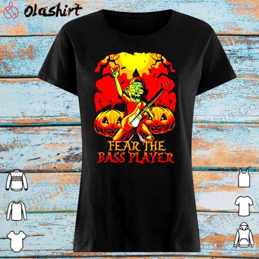 Zombie fear the bass player Pumpkin Halloween Shirt Womens Shirt