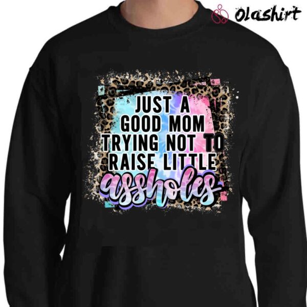 ust a Good Mom shirt Funny Mom, Leopard Mom Sweater Shirt