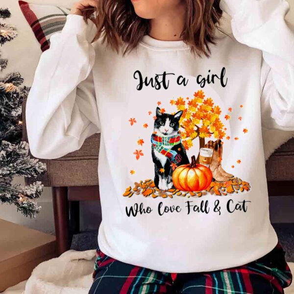 Cat Scarf Autumn tshirt Just a girl who love fall and Cat t shirt Sweater shirt