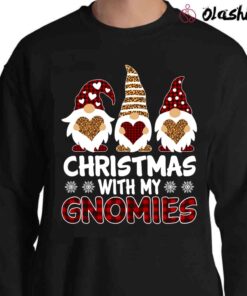 Christmas With Gnomies Plaid Leopard Gift T Shirt Sweater Shirt