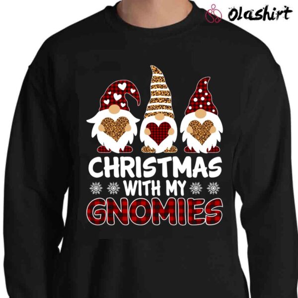 Christmas With Gnomies Plaid Leopard Gift T Shirt Sweater Shirt