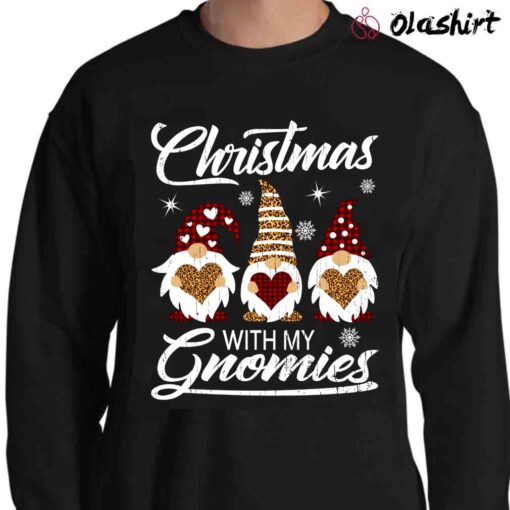 Christmas With Gnomies Plaid Leopard T Shirt Sweater Shirt