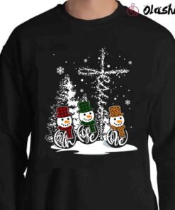 Faith Hope Love Jesus Leopard Print Snowman Christmas Shirt Leopard Print Holiday Shirt Sweater Shirt