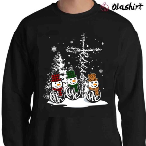 Faith Hope Love Jesus Leopard Print Snowman Christmas Shirt Leopard Print Holiday Shirt Sweater Shirt