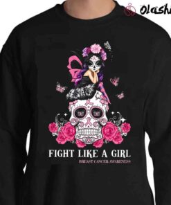 Fight like a girl In October we wear pink Breast Cancer Awareness Month Sweater Shirt