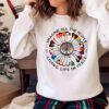 Guitar All The People Living Life In Peace Shirt Colorful Hippie Guitar Sweater shirt