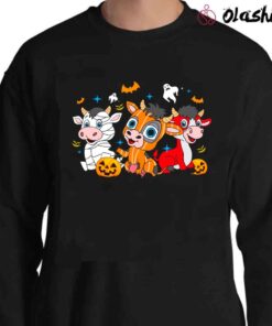 Halloween Cow Costume Tshirt Cows Heifer Pumpkin Ghost Devil Funny Shirt Christmas gifts Sweater Shirt