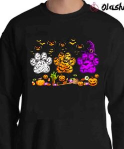 Halloween Dog Paw Print Shirt Funny Dog Lover Shirt Sweater Shirt