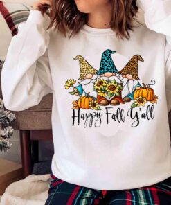 Happy Fall Yall Gnomes Plaid Pumpkin Shirt Sweater shirt