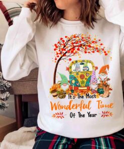 Its The Most Wonderful Time Of The Year Gnomes Autumn Fall Bleached Shirt Sweater shirt