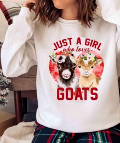 Just A Girl Who Loves Goats Floral Farmer T shirt Sweater shirt 1