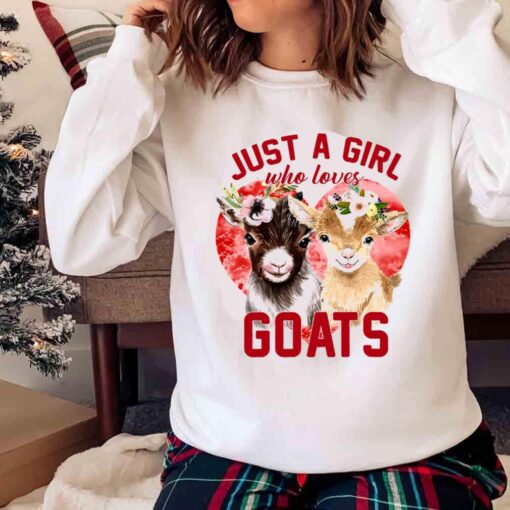 Just A Girl Who Loves Goats Floral Farmer T shirt Sweater shirt 1
