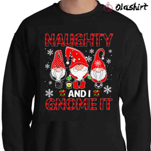 Naughty And I Gnome It Shirt Plaid Three Gnomes T Shirt Funny Pajama Christmas Sweater Shirt