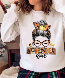November girl shirt messy bun hair shirt woman with glasses shirt Sweater shirt