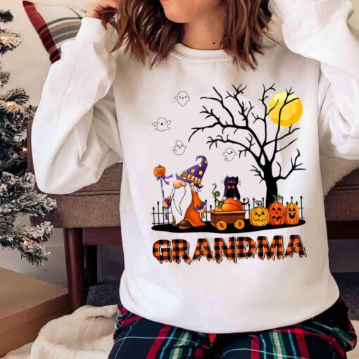 Personalized Grandma Gnome Witch Shirt Buffalo Plaid Gnome Witch Boo Ghost Grandkids Shirt Sweater shirt