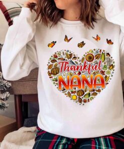 Personalized Thankful NANA T shirt Fall Autumn Pumpkins Heart Butterfly Sweater shirt