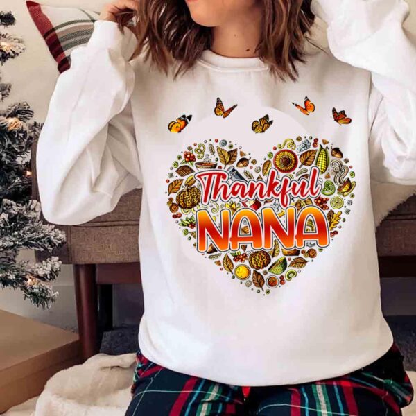 Personalized Thankful NANA T shirt Fall Autumn Pumpkins Heart Butterfly Sweater shirt