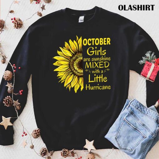 Queeen Was Born In October Funny Sunflower Birthday Trending Shirt