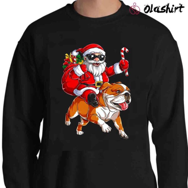 Santa Riding English Bulldog Christmas Shirt Xmas Gifts Sweater Shirt