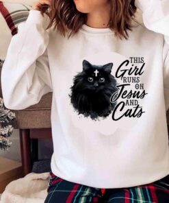 This Girl Runs On Jesus And Cats shirt Sweater shirt