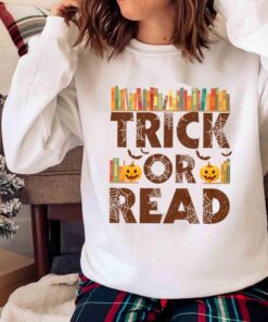 Trick or read shirt Reading book halloween shirt Sweater shirt
