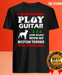 boston terrier i just wanna play guitar shirt Best Sale