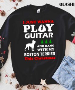 boston terrier i just wanna play guitar shirt trending shirt