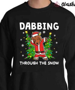 dabbing through the snow Dachshund Dog Christmas T Shirt Sweater Shirt
